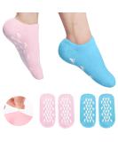 Moisturizing Socks with Heel Gel | Callus Treatment Spa Socks - 2 Pairs of Soft Silicone Cotton Gel Sleeves for Cracked Feet - Blue & Pink - Buy Online on GoSupps.com