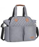 Lekebaby Large Baby Changing Bag - Stylish Nappy Bags for Mom and Dad - Travel Tote with Changing Mat - Quilted Grey - Buy Online on GoSupps.com