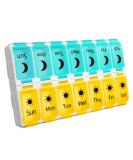 GoGooda XL AM PM Weekly Pill Organizer - Yellow-Green | 2 Times a Day Vitamin Container & Medicine Holder - Buy Online on GoSupps.com