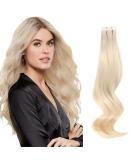 ABH AmazingBeauty Blonde Tape in Human Hair Extensions - Platinum Ash Blonde 20 Inch 60 - 20pcs of Remi Glue Skin Weft Tape, Invisible & Reusable - Buy Online on GoSupps.com