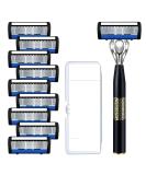 Professional 9-Blade Manual Razor Set with Knife Holder - Premium Hairdressing Replacement Blades for Men | Perfect Gift for Grooming Enthusiasts - Buy Online on GoSupps.com