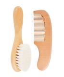 Baby Hair Brush and Comb Set with Natural Goat Bristles and Wooden Comb - Ideal Registry Gift for Newborns and Toddlers - Buy Online on GoSupps.com