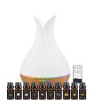 500ML Essential Oil Diffuser Gift Set - Aromatherapy Humidifier with 10 Oils, 2 Mist Modes, 4 Timers, 7 Ambient Lights - Waterless Auto Off - for Large Room, Home, Office - White - Buy Online on GoSupps.com