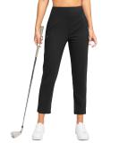 SANTINY Women's Golf Pants with 3 Zipper Pockets 7/8 Stretch High Waisted Ankle Pants for Women Travel Work Black X-Small - Buy Online on GoSupps.com