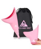 Pitch and Trek Female Urination Device - Silicone Standing Pee Funnel with Carry Bag for Travel, Road Trip, Festival, Camping & Hiking - Pink - Buy Online on GoSupps.com