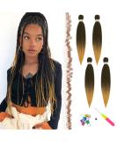 Feshfen Pre Stretched Ombre Hair Extensions for Braids - 65 cm | Yaki-Texture Black to Strawberry Blonde (4 Pack) - Ideal for Stunning Braids - Buy Online on GoSupps.com