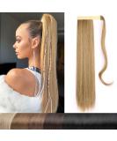22-Inch Long Straight Ponytail Extension - Dark Blonde Mix (m27/613#) - Synthetic Hair Wrap Around - 110g Magic Paste - Buy Online on GoSupps.com