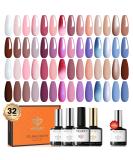 Modelones 32Pcs Gel Nail Polish Set - 28 Fall Winter Colors with Glossy & Matte Top Coat, Base Coat & Primer Kit - Nude, Brown, Pink, Red, Purple, Blue Glitter - Nail Polish Gift - Buy Online on GoSupps.com
