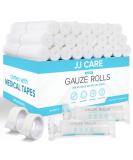 JJ CARE Gauze Rolls Pack of 48 - Individually Wrapped 4 x 4.1 Yards Gauze Bandage Roll with Bonus Medical Tape - Latex Free & Stretchable - Buy Online on GoSupps.com
