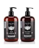 Beard Wash and Conditioner Set (Large 17 oz each), New Beard Growth Formula with Biotin Argan & Jojoba Oils, Smooth Soften Strengthen, Beard Shampoo w/Beard Oil Conditioner Gifts for Men Ocean & Sunflower - Buy Online on GoSupps.com