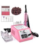 Professional Electric Nail Drill Machine - 20000 RPM Efile Manicure Tools with 11 Drill Bits and 56 Sanding Bands - Salon Quality Supplies for Acrylic Nails - Pink - Buy Online on GoSupps.com