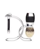Merkur 3-Piece Razor Set - Chrome Razor Shaving Brush & Stand | Premium International Shipping - Buy Online on GoSupps.com