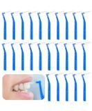Prasacco 25-Piece Interdental Brush Set - 0.7mm L-Shaped Plastic Brushes for Tooth Cleaning & Oral Care - Non-Slip Blue Design - Buy Online on GoSupps.com