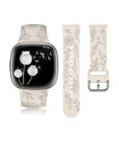 Floral Engraved Band for Fitbit Versa 4/Versa 3/Sense - Cute Dandelion Flower Pattern Silicone Strap for Women - Buy Online on GoSupps.com