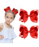 2 Pieces 4" Hair Bow Grosgrain Ribbon Hair Bows with Alligator Clips for Baby Girls Infant Toddlers Kids (Red) - Buy Online on GoSupps.com