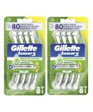 Gillette Sensor3 Sensitive Men's Disposable Razors - Enhanced Lubrastrip - 8 Count (Pack of 2) - Buy Online on GoSupps.com
