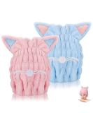 StreeHerjjkea1 Fast-Dry Microfiber Hair Towel Wrap - 2-Pack Pink & Blue for Adults & Kids - Buy Online on GoSupps.com