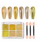 GZMAYUEN Gold Nail Chrome Powder Holographic Gold Gel Chrome Powder 6 Colors Metallic Chrome Powder for Gel Nails Mirror Powder Nail Art 03 - Buy Online on GoSupps.com