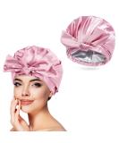 Arqumi Waterproof Double-Layer Shower Cap with Ribbon Bow - Pink - 1PCS - Buy Online on GoSupps.com