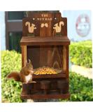 Squirrel Feeder 27.5cm/10.8inch Wood Squirrel Feeders for Outside Weatherproof Squirrel Bar with 3 Small Stool Wooden Chipmunk House Box for Corn Peanuts - Buy Online on GoSupps.com