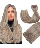 Hetto Clip Extensions - Real Remy Hair Clip-Ins #18P613 Ash Blonde Highlights 120g 55cm | Best Hot Sales Product - Buy Online on GoSupps.com