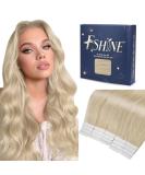FSHINE Tape in Hair Extensions - Platinum Blonde Brazilian Remy Real Hair 50cm Seamless 50g 20 Pieces Salon Quality #60 - Buy Online on GoSupps.com