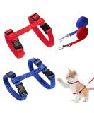 Soft Cat Crockery Dishes & Adjustable Leash Set for Kittens Puppies and Rabbits - Red & Blue - International Shipping Available - Buy Online on GoSupps.com