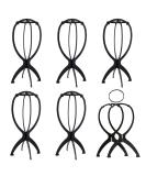 High-Quality Portable Wig Stand Holder | 6 Stucco Plastic Wig Dryer & Display Holder - Movable & Durable Black Design - Buy Online on GoSupps.com