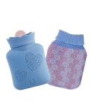 Silicone Hot Water Bottle with Cover for Pain Relief - Short Blue - HEYPORK - Buy Online on GoSupps.com