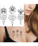 Dopetattoo 6 Sheets Temporary Lotus Unalome & Flower Fake Tattoos for Women Men - Neck, Hand, Arm, Chest - Buy Online on GoSupps.com
