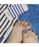 Yienate Ocean Blue Striped False Toenails - Chic Bling Bride Summer Nail Tips | 24-Hour Complete Cover - Buy Online on GoSupps.com