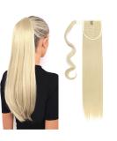 Premium S-Noilite Clip-In Hair Extensions - Bleached Blonde Ponytail Braid | Natural Look 58cm Various Colors - Buy Online on GoSupps.com