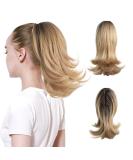 CJL HAIR 12 Curly Ponytail Extension Synthetic Hairpiece Light Sandy Blonde with Dark Root - Buy Online on GoSupps.com
