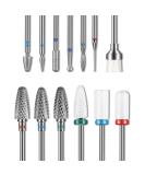 Depvko 13PC Nail Drill Bits Set, Drill Bits for Nails, 3pcs Tungsten Carbide Drill Bits+ 3pcs Ceramic Efile Nail Drill Bits+ 6pcs Diamond Drill Bits+ 1pcs Brush, 3/32 inch Nail Bits for Nail Drill 13Pcs - Buy Online on GoSupps.com