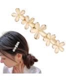 Antique Crystal Barrette Gold Flower Hair Clip | Elegant Jewelry Hair Accessory for Women | Bridal Wedding Gift - Buy Online on GoSupps.com
