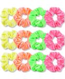 IVARYSS Neon Velvet Hair Scrunchies - 12 Pack | Premium Soft Elastic Bands for Women & Girls - Solid Colors | 80s Hair Accessories - Buy Online on GoSupps.com