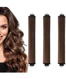 3PCS Heatless Hair Curlers for Long & Medium Hair - Overnight Curls Roller for Big Waves - Soft Velvet Flexi Rods (Brown) - Buy Online on GoSupps.com