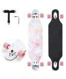 TLHB 41 Inch Drop Through Longboard Complete | Premium Nature Maple Cruiser for Adults, Teens & Kids | High-Speed Bearings & T-Tool | Pink - Buy Online on GoSupps.com