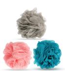 Valby Loofah Exfoliating Bath Sponge Shower Puff Body Poufs Shower Sponge Shower Scrunchie Set of 3 Body Scrubbers Bath Loofah for Adults Pink/Blue/Grey - Buy Online on GoSupps.com
