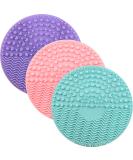 Silicone Makeup Brush Cleaning Mat - 3 Piece Set | Brush Scrubber Pad with Suction Cup | Green Purple Pink - Buy Online on GoSupps.com