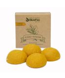 Bluefox Konjac Swam 4er Set - Organic Turmeric Facial Cleaning Sponges for Impure & Combination Skin | Yellow Peeling & Pore Cleansing - Buy Online on GoSupps.com