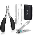 Softale Heavy Duty Stainless Steel Toenail Clippers for Thick and Ingrown Nails - Professional Podiatrist Toenail Nipper Set for Seniors - Includes Nail File - Black+Silver - Buy Online on GoSupps.com