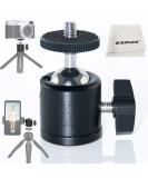 EXMAX 360 Swivel Mini Tripod Ball Head for DSLR Camera and Camcorder - Aluminum Alloy, 1/4 Screw Mount Base - Ideal for Hiking, HTC Vive - Black - Buy Online on GoSupps.com