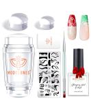 Modelones Nail Art Stamper Kit 7Pcs - Premium Double Nail Stamp Stencils & Gel for DIY French Manicure - Buy Online on GoSupps.com
