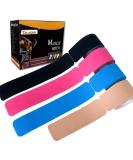 Buy Kinesiology Tape Precut - 4 Rolls Cotton Elastic Muscle & Joint Support Hypoallergenic Waterproof K Tape for Pain Relief | International Shipping - Buy Online on GoSupps.com