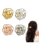 Medium Flower Hair Claw Clips 4-Pack for Women & Girls - Non-slip Metal Jaw Clamps for Thin/Thick Hair - Mother's Day Gift - 4 Colors - Buy Online on GoSupps.com