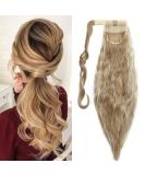 Ponytail Clip-In Braid Extension | Wavy Sandy Blonde & Bleached Hair | 20 (50cm) Realistic Hairpiece - Buy Online on GoSupps.com