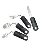 Extra Wide Bendable Easy Grip Cutlery Set - Ideal Dining Aid for Elderly & Disabled - Arthritis, Parkinson's & Tremors - Black Knife - Buy Online on GoSupps.com
