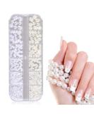 Half-Ground Pearl Nail Art Set | White & Beige Flat Back Pearl Accessories for DIY Projects & Nail Decorations - Buy Online on GoSupps.com