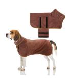 Microfiber Dog Bathrobe Towel - Extra Absorbent Rapid Drying for Large & Small Dogs | Adjustable Straps - Brown (Medium) - Buy Online on GoSupps.com